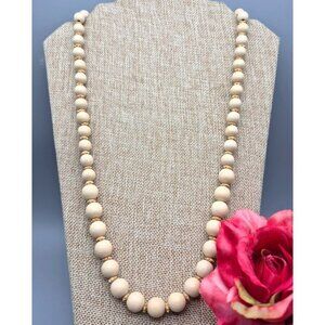 Wooden Beads Single Strand Necklace Wooden Spacers Made in Germany 27"